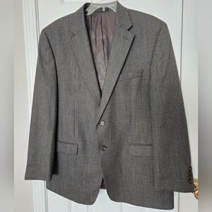 Lauren Ralph Lauren Gray Blue Tweed 100% Wool Houndstooth Men's Blazer Size 44r